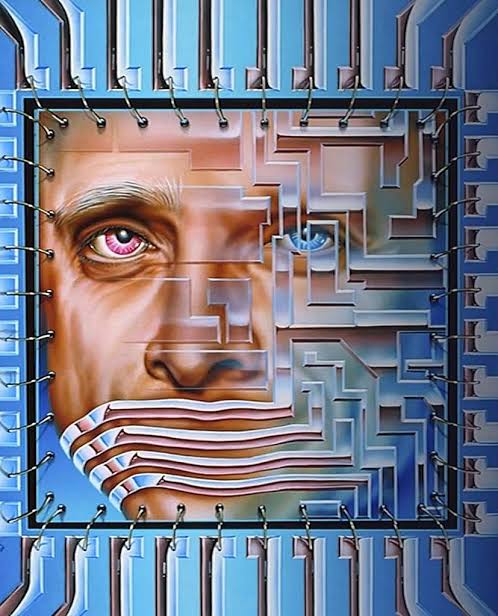 Harlan Ellison illustrated on cover of I Have No Mouth, But I Must Scream